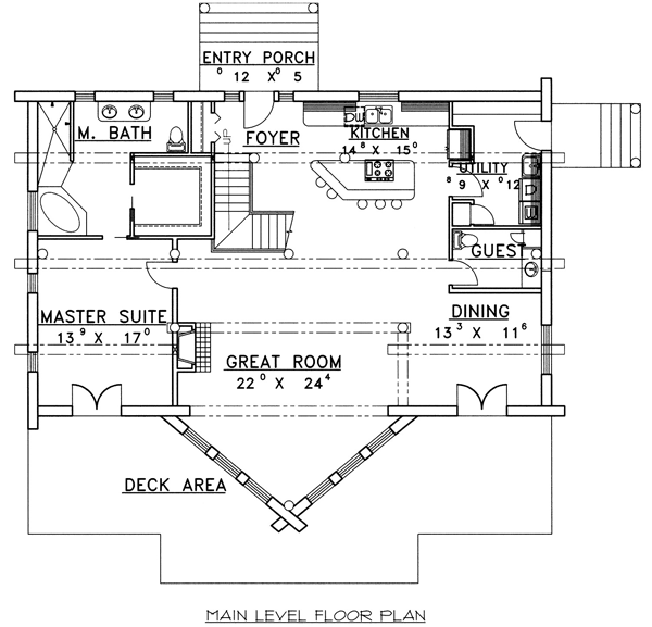 Log Style House Plan 87052 With 3 Bed 2 5 Bath