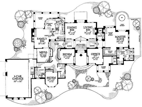 House Plan 90205 Southwest Style with 3034 Sq Ft, 3 Bed