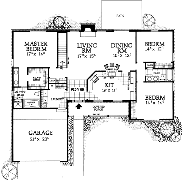  Ranch  Style House  Plan  90274 with 3 Bed 2 Bath