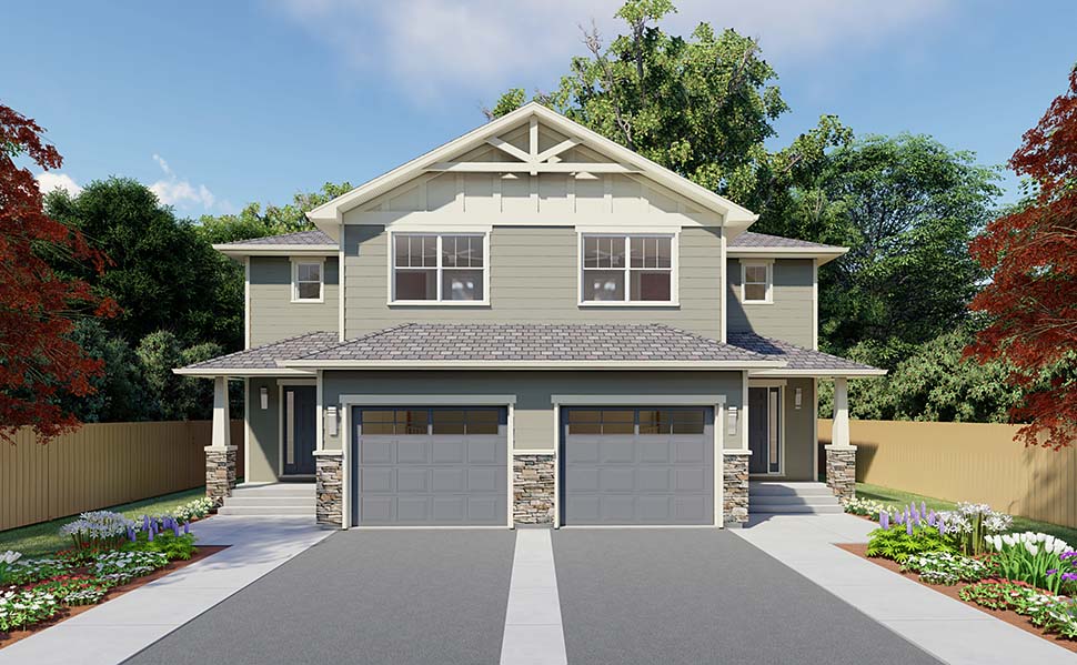  Craftsman  Style  Multi  Family  Plan  90891 with 6 Bed 6 Bath