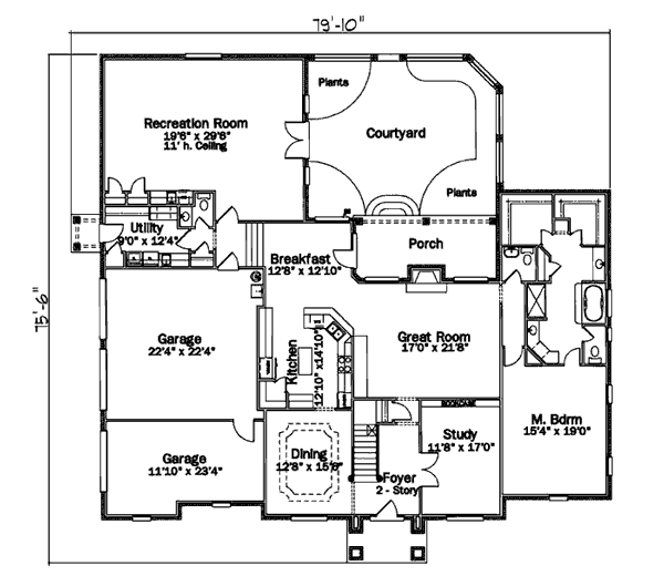 House Plan 93719 European Style with 4500 Sq Ft, 4 Bed, 3 Bath, 2 Half Bath