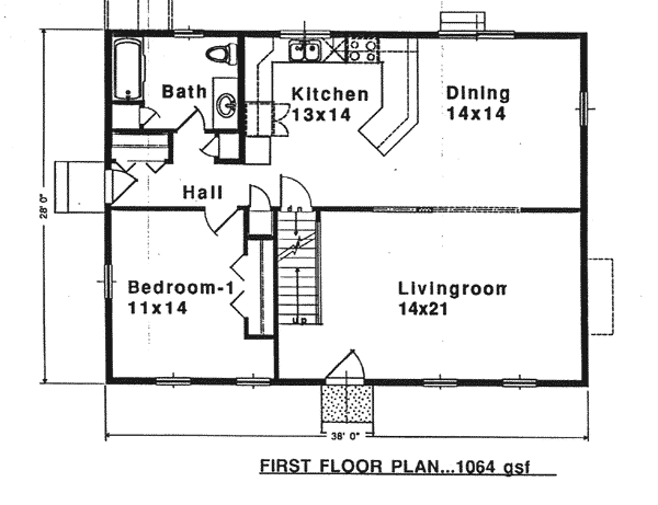 House Plan 94007 Saltbox Style with 1900 Sq Ft, 4 Bed, 2