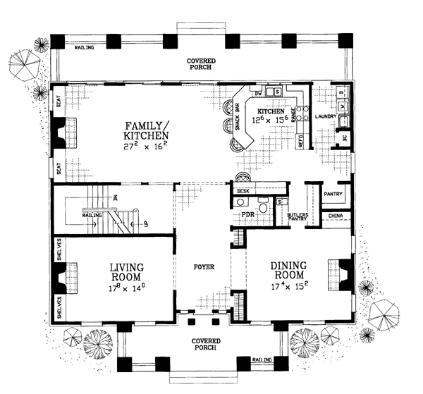 Plantation Style House  Plan  95058 with 4000  Sq  Ft  4 Bed 