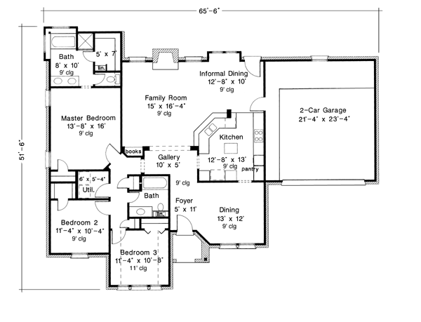 House Plan 95629 One Story Style With 1800 Sq Ft 3 Bed 2 Bath
