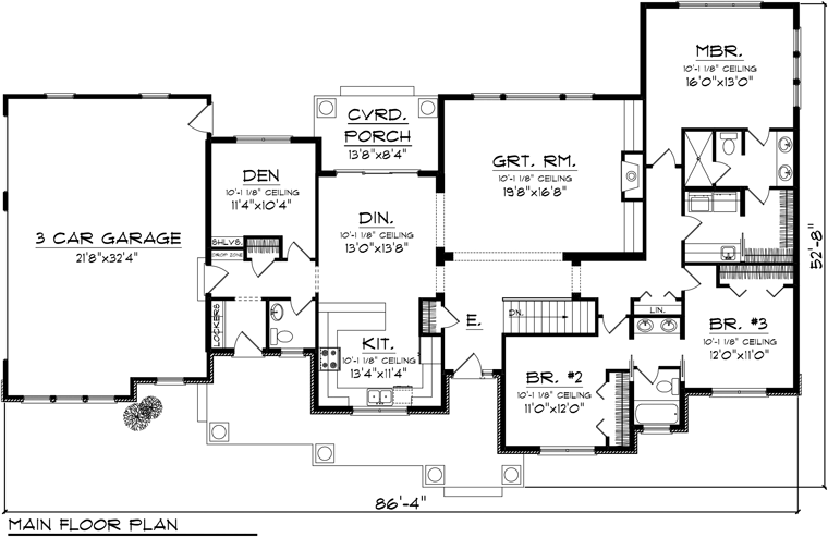 Ranch Style House Plan 96104 With 3 Bed 3 Bath 3 Car Garage