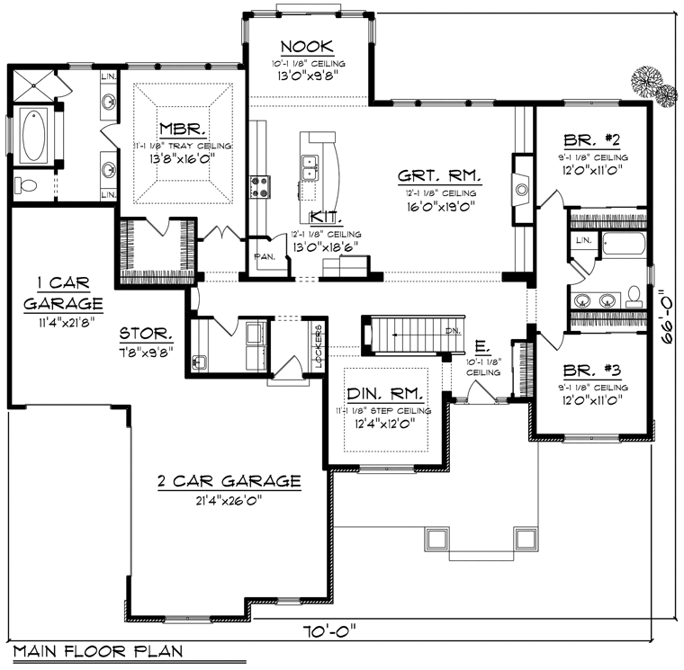 House Plan 96131 Ranch Style with 2291 Sq Ft 3 Bed 2 Bath
