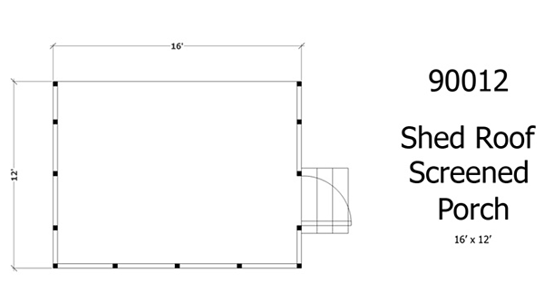 Project Plan 90012 - Screened Porch w/ Shed Roof